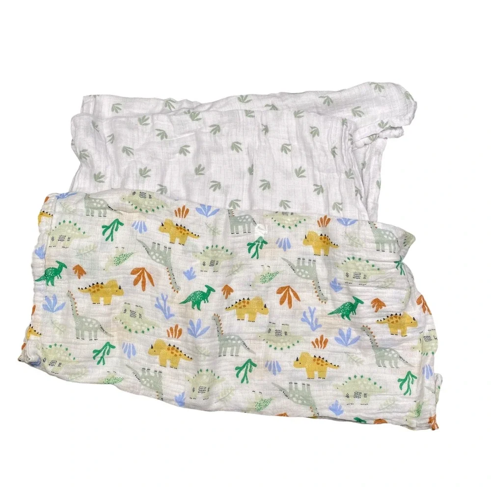 Kyle & Deena New York Muslin Swaddle Blankets Dinosaur Print 2-Pack 36